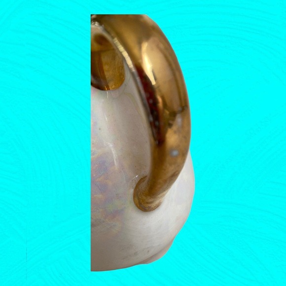 Edwin M Knowles Lusterware Creamer Gold Trim Signed 4” Vtg - Picture 5 of 9